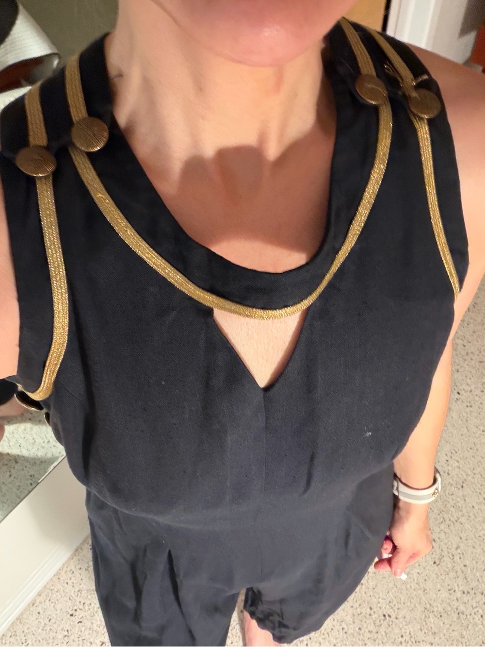 Vintage 90’s Cache navy gold sailor jumpsuit romper 10